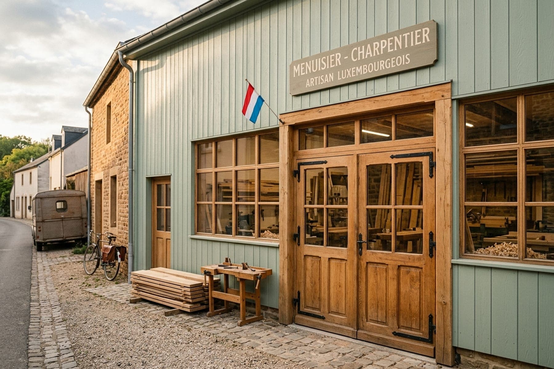 Façade de l'atelier Charpentes Klein à Bonnevoie, Luxembourg-Ville